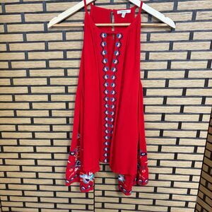 Jodifl‎ Red Embroidered Cold Shoulder Top Size Small